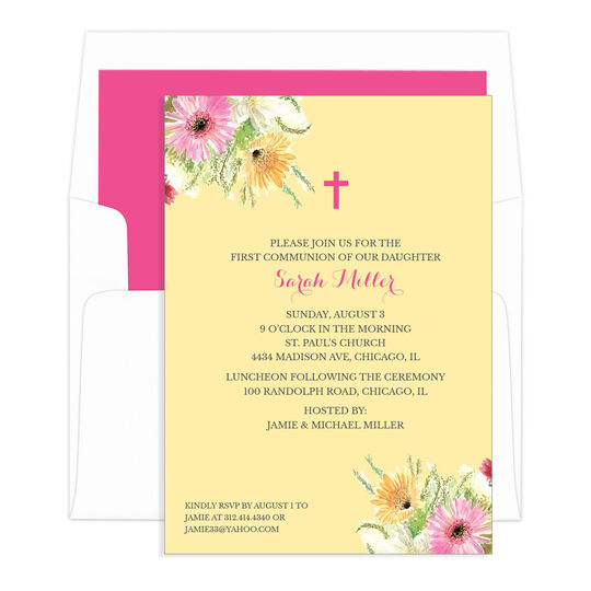 Yellow Corner Floral Invitations